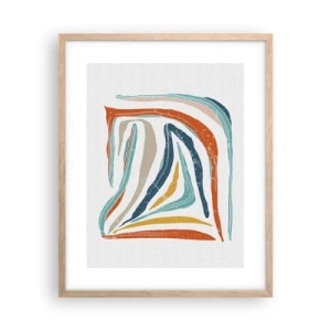 Poszter világos tölgy keretben - Barátságosan mosolygó absztrakció - 40x50 cm