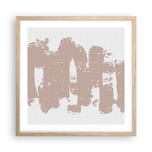 Poszter világos tölgy keretben - Absztrakció lágy rózsaszínben - 50x50 cm