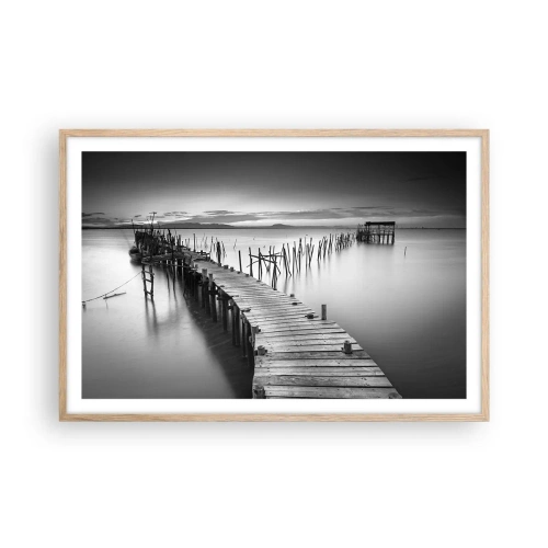 Poszter világos tölgy keretben - Egy elfeledett part békéje - 91x61 cm