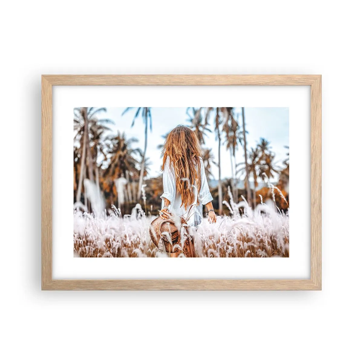 Poszter világos tölgy keretben - Fűbolyhból született - 40x30 cm