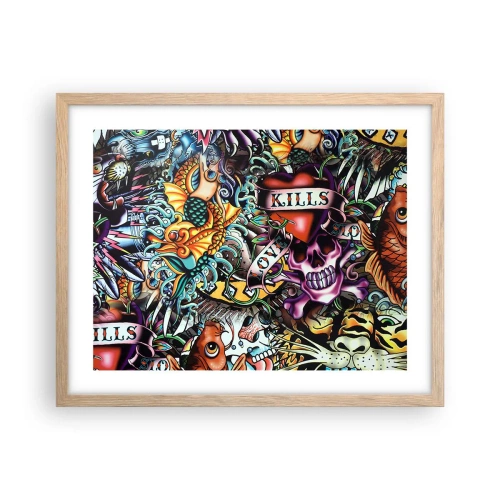 Poszter világos tölgy keretben - A tetováló művész álma - 50x40 cm