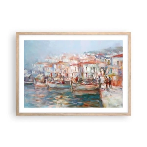 Poszter világos tölgy keretben - Pasztell vakáció - 70x50 cm