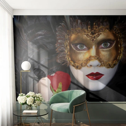 Fotótapéta Premium Canvas - Mert az élet egy nagy bál - kapucni, Rózsa, vörös ajkak - 300x210 cm