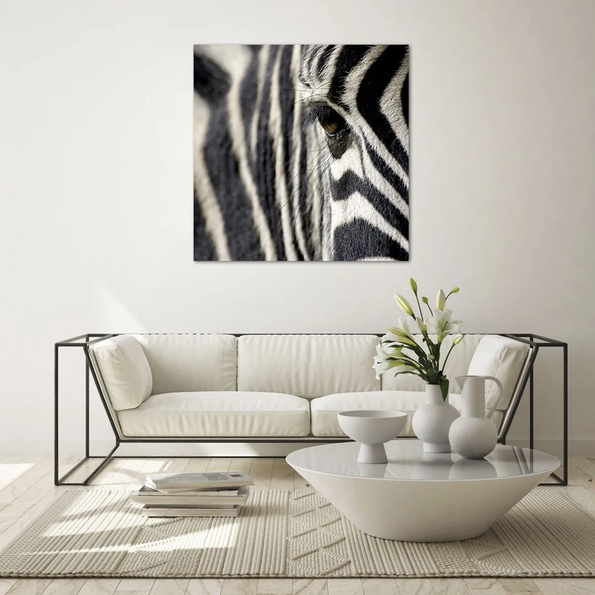 Üveg kép - Csíkos portré - 40x40 cm