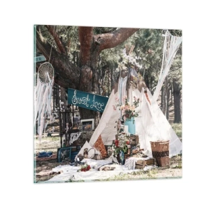 Üveg kép - Make love… - 40x40 cm