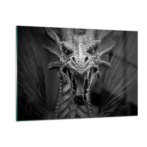 Üveg kép - Mesebeli sárkány szürke színben - 120x80 cm