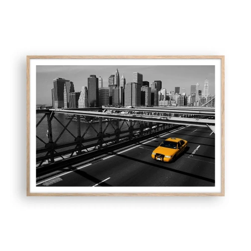 Poszter világos tölgy keretben - Nagy város színei - 100x70 cm