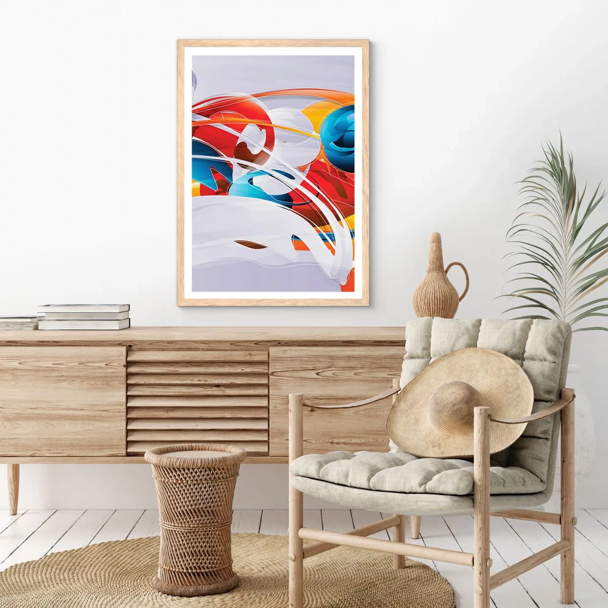 Poszter világos tölgy keretben - Az elemek tánca - 61x91 cm