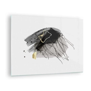 Üveg kép - Fekete és arany absztrakt kompozíció fehér alapon - 70x50cm - Feketében és aranyban - Modern fali dekoráció nappalihoz és hálószobához ARTTOR