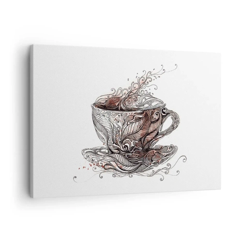 Vászonkép - Dekoratív kávéscsésze művészi mintával - 70x50cm - Tea mindenre jó - Modern fali dekoráció nappalihoz és hálószobához ARTTOR