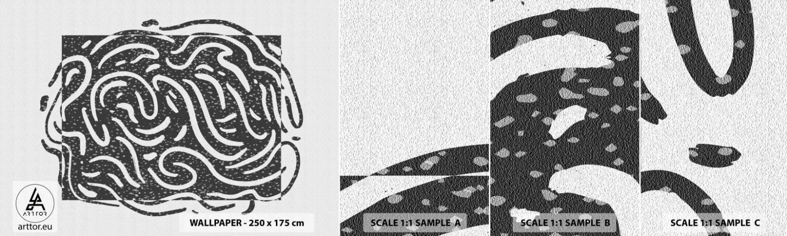 Fotótapéta Minta Standard Eco - Absztrakció: örömtánc - Boho, Fekete és fehér, Minimalizmus - 100x30 cm