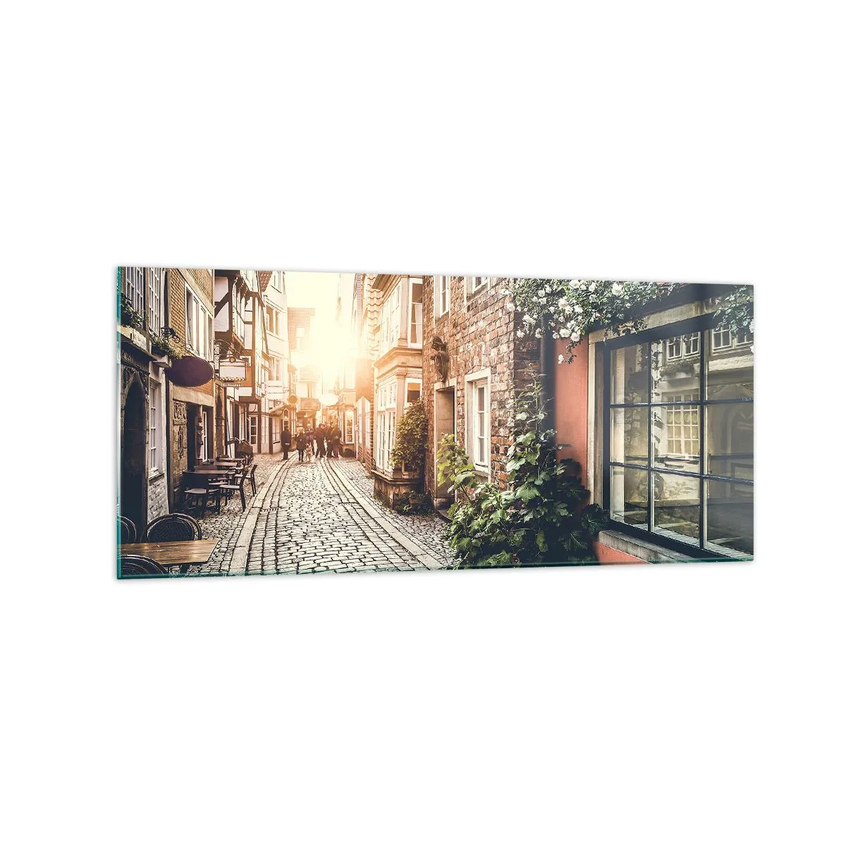 Üveg kép - Rózsa sikátor rózsaszín fényben - 120x50 cm