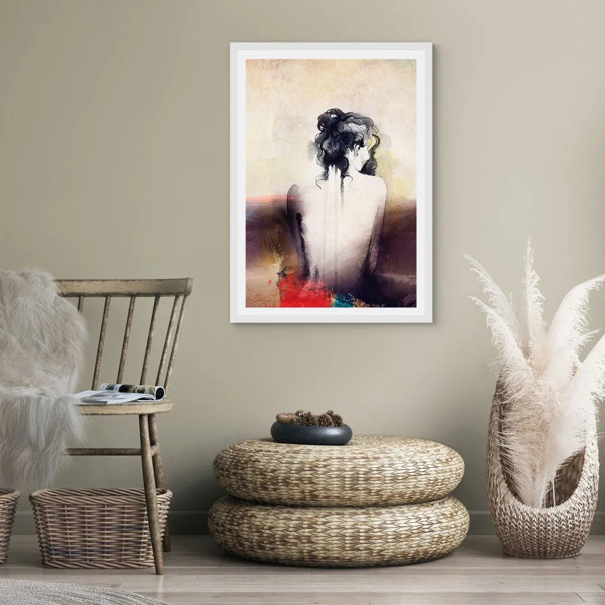 Poszter fekete keretben - Sima vonalak, ovális formák - 30x40 cm