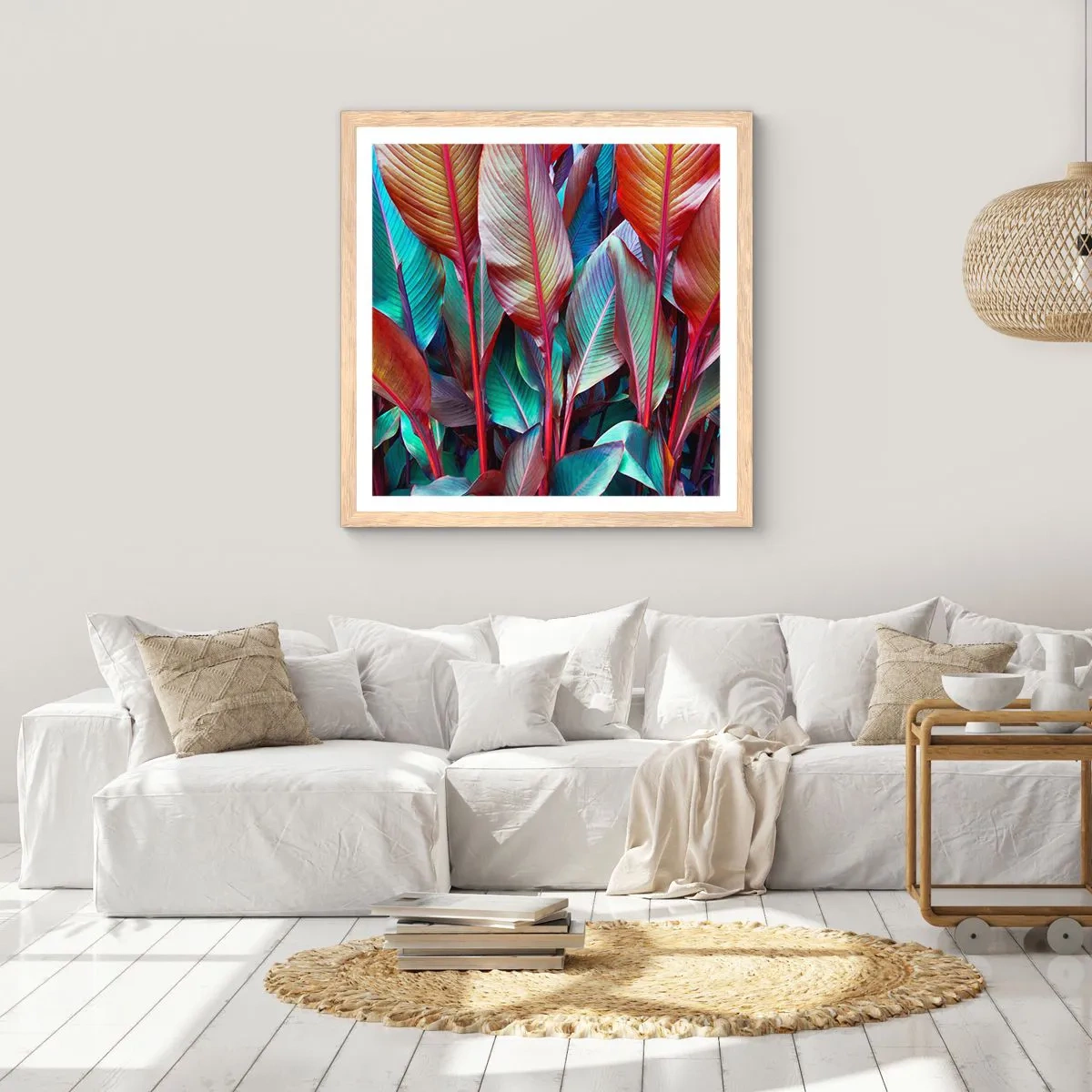 Poszter világos tölgy keretben - Egy színes sűrű - 50x50 cm