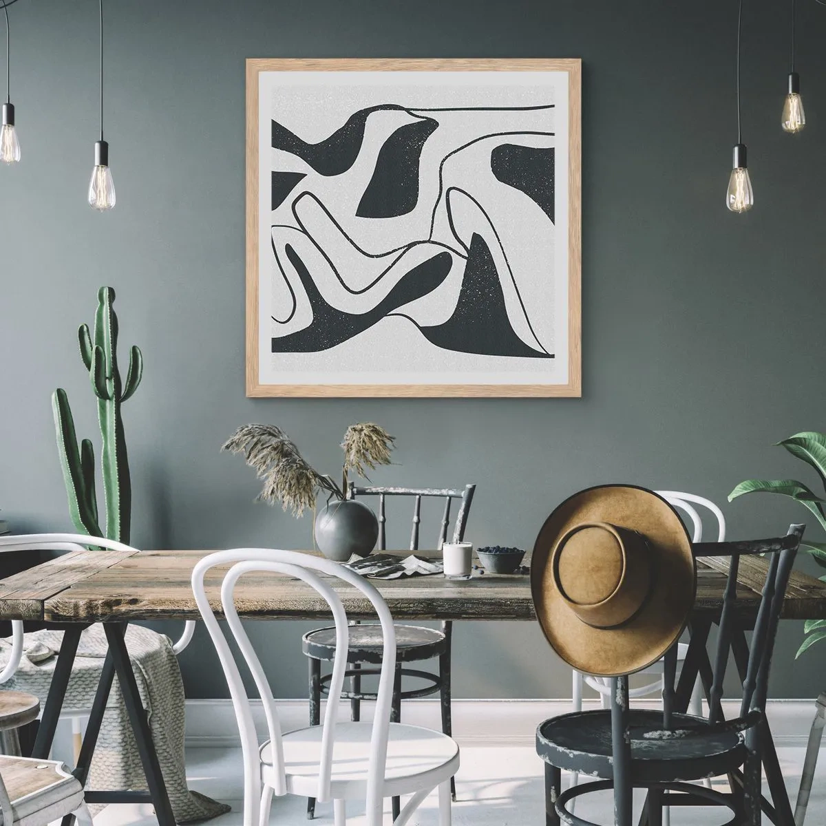 Poszter világos tölgy keretben - Absztrakt játék egy labirintusban - 30x30 cm