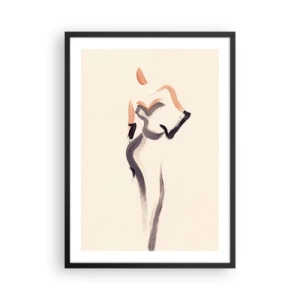 Poszter fehér keretben - Minimalista női sziluett - 50x70cm - Hollywood arany éveiből - Modern fali dekoráció nappalihoz és hálószobához ARTTOR