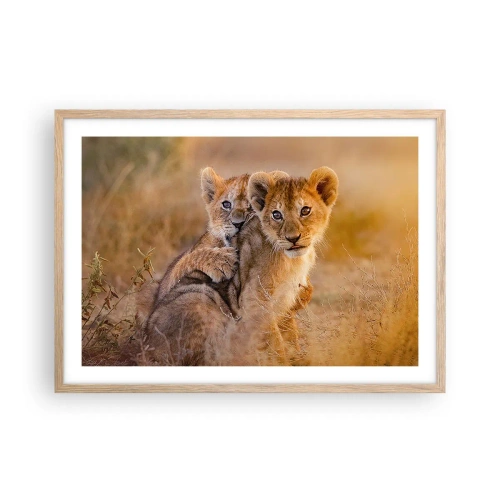 Poszter világos tölgy keretben - Ne zavarni! Szórakozunk - 70x50 cm