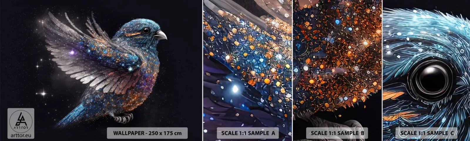 Fotótapéta Minta Standard Eco - Gyémánt veréb - Madár, varázslat, Világegyetem - 100x30 cm