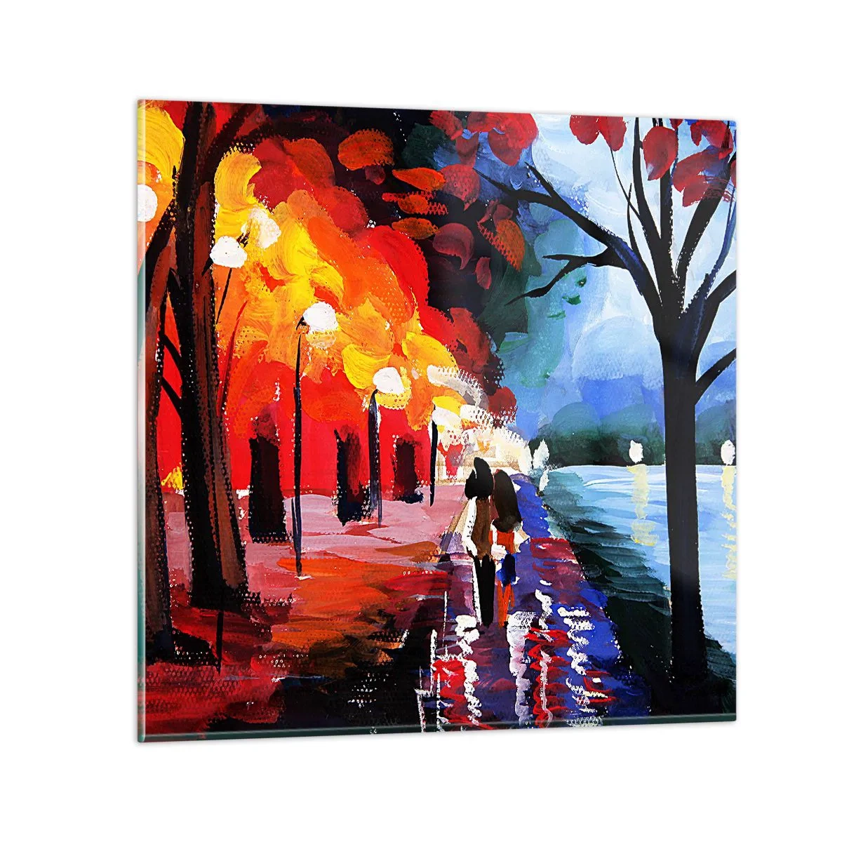 Üveg kép - Lángoló ősz a parkban - 30x30 cm