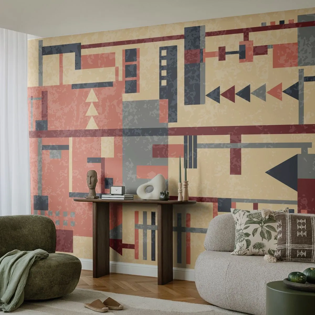 Fotótapéta Premium Canvas - A függőleges és vízszintes felületek kombinációja - Absztrakció, Darab, Modern minta - 200x140 cm
