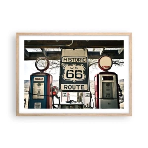Poszter világos tölgy keretben - Amerikai retro utazás - 70x50 cm