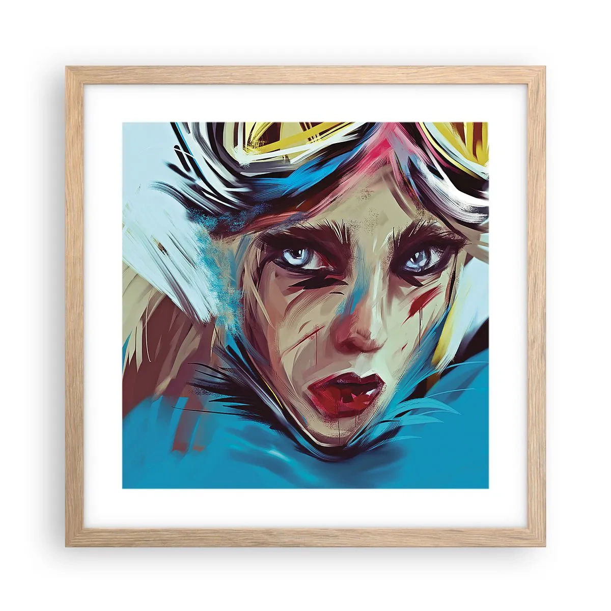 Poszter világos tölgy keretben - Utcai harcos - 40x40 cm