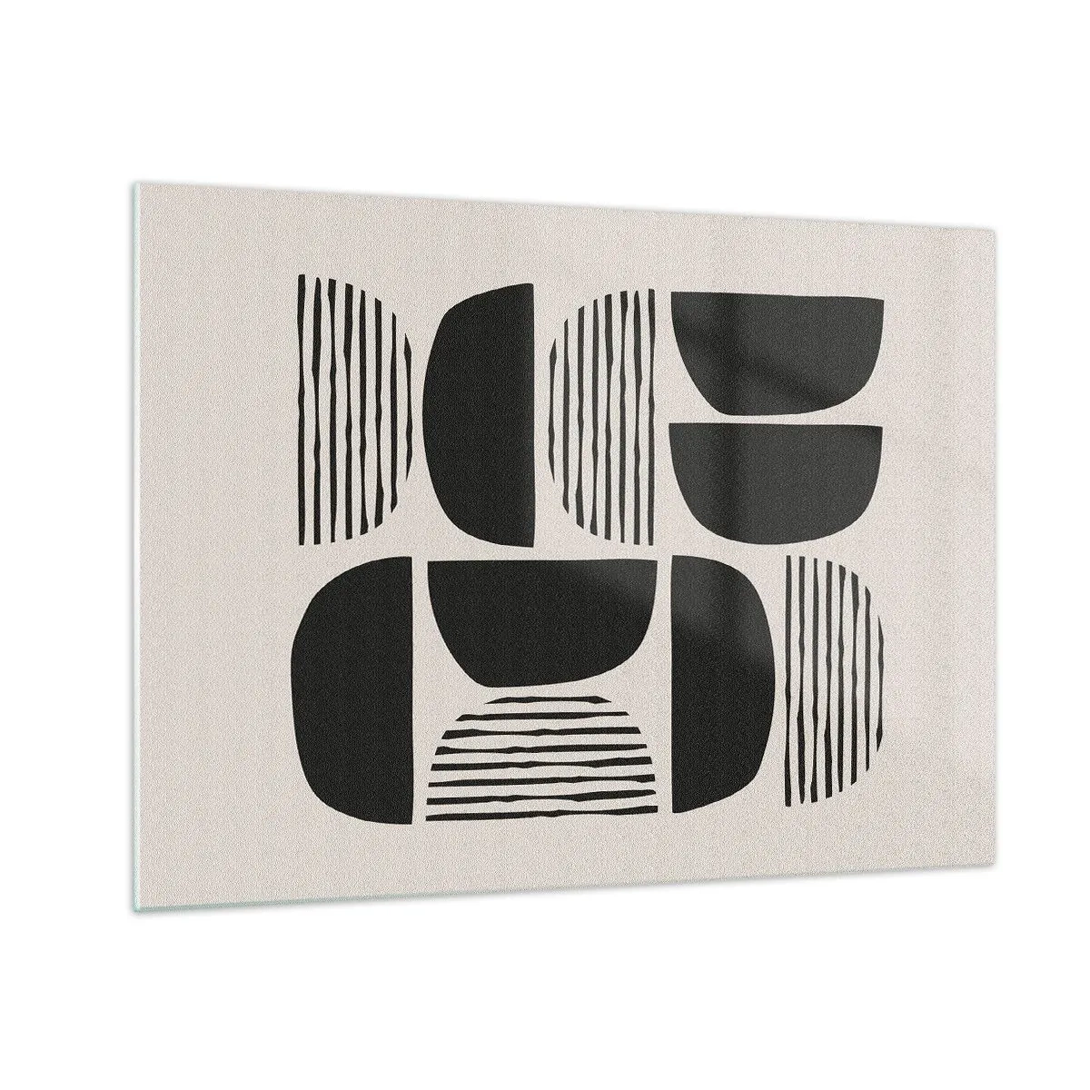 Üveg kép - Geometriai alakzatok és vonalak absztrakt kompozíciója - 70x50cm - Félszívű megállapodások - Modern fali dekoráció nappalihoz és hálószobához ARTTOR