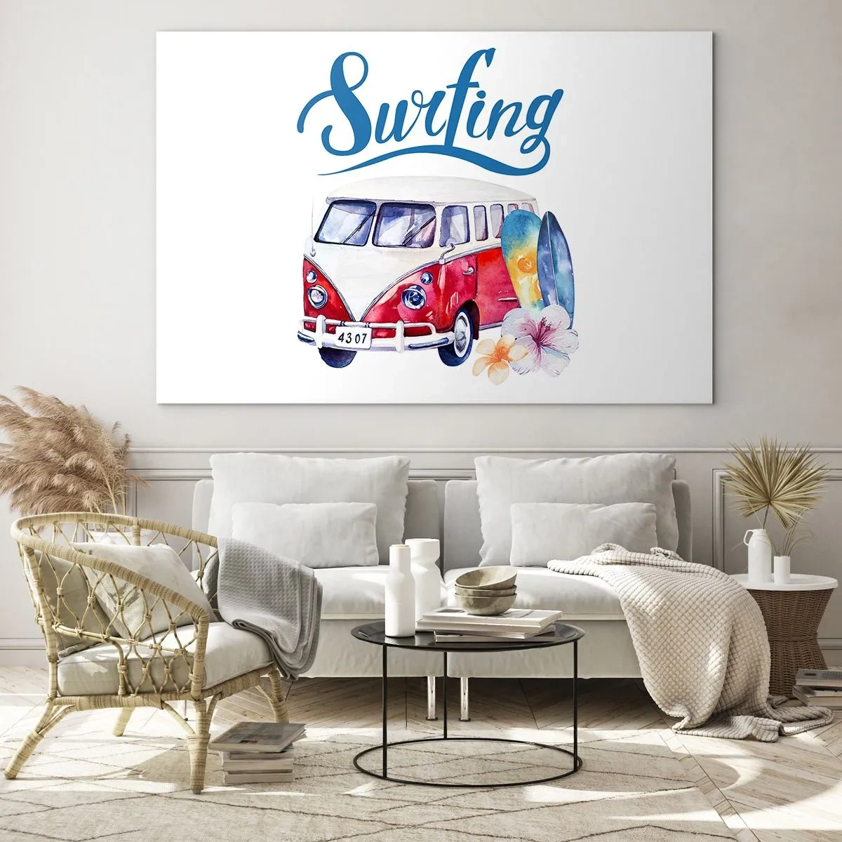 Üveg kép - Szörfözés téma vandal és deszkákkal - 70x50cm - Uborka - klasszikus egy szörfös számára - Modern fali dekoráció nappalihoz és hálószobához ARTTOR
