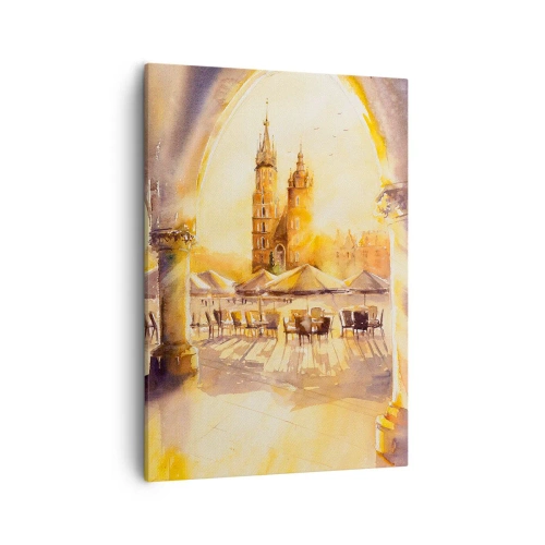 Vászonkép - Napkelte a krakkói piactér felett - 50x70 cm