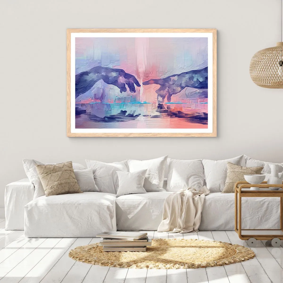 Poszter világos tölgy keretben - Az élet isteni szikrája - 100x70 cm