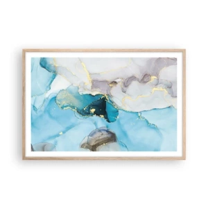 Poszter világos tölgy keretben - Tanulmány a szürke és a türkiz találkozásáról - 91x61 cm