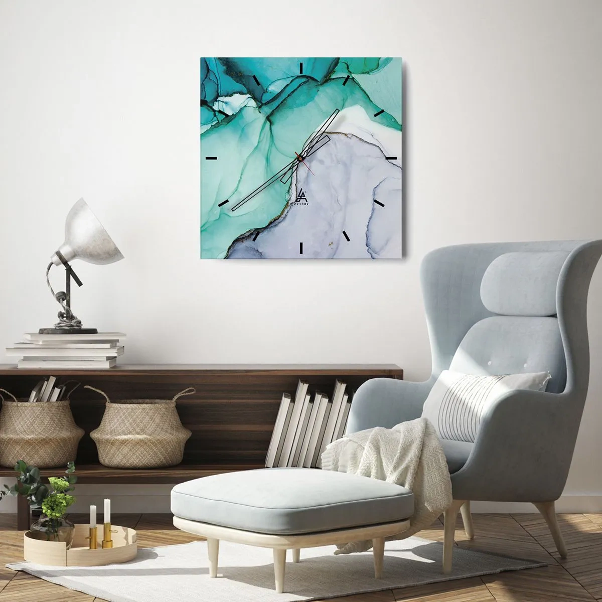 Falióra, Óra - Tanulmány türkizben - 30x30 cm