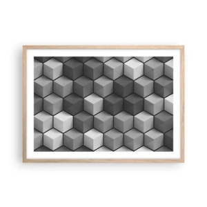 Poszter világos tölgy keretben - Kubista kirakós - 70x50 cm