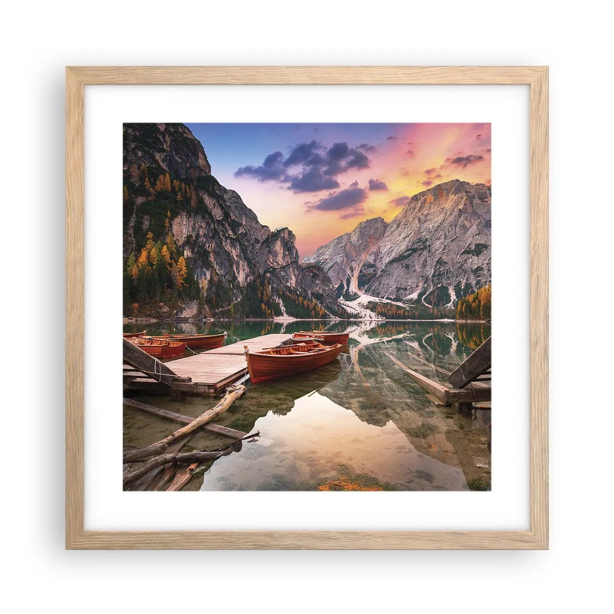 Poszter világos tölgy keretben - A nap ígérete - 40x40 cm