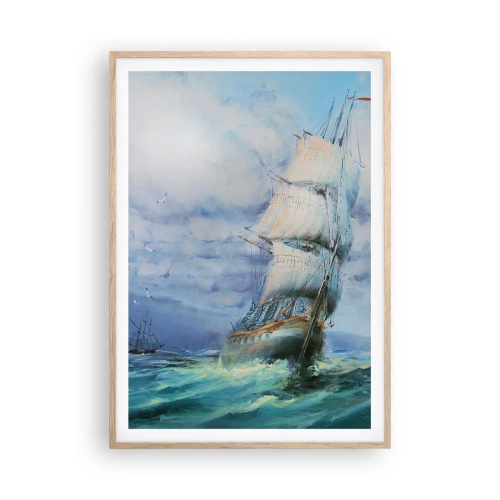 Poszter világos tölgy keretben - Segítő szeleket kívánunk - 70x100 cm