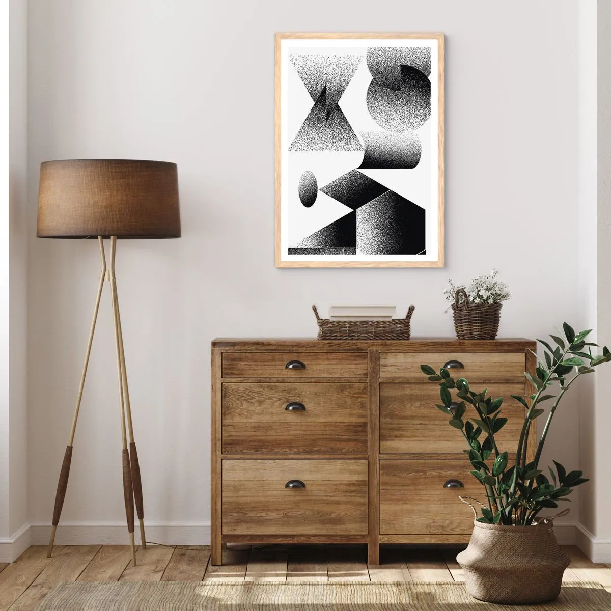 Poszter világos tölgy keretben - Szögek és oválisok - 40x50 cm