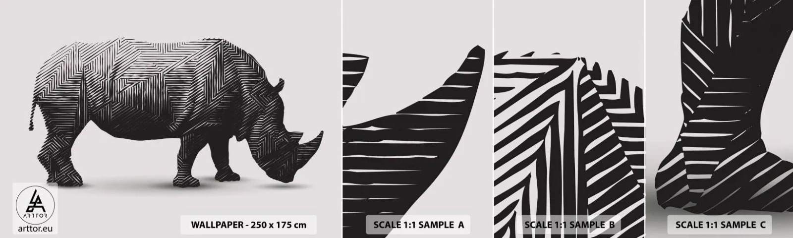 Fotótapéta Minta Öntapadós Deluxe Sticker - A természet geometriai szépsége - Állatok, Orrszarvú, Grafika - 100x30 cm