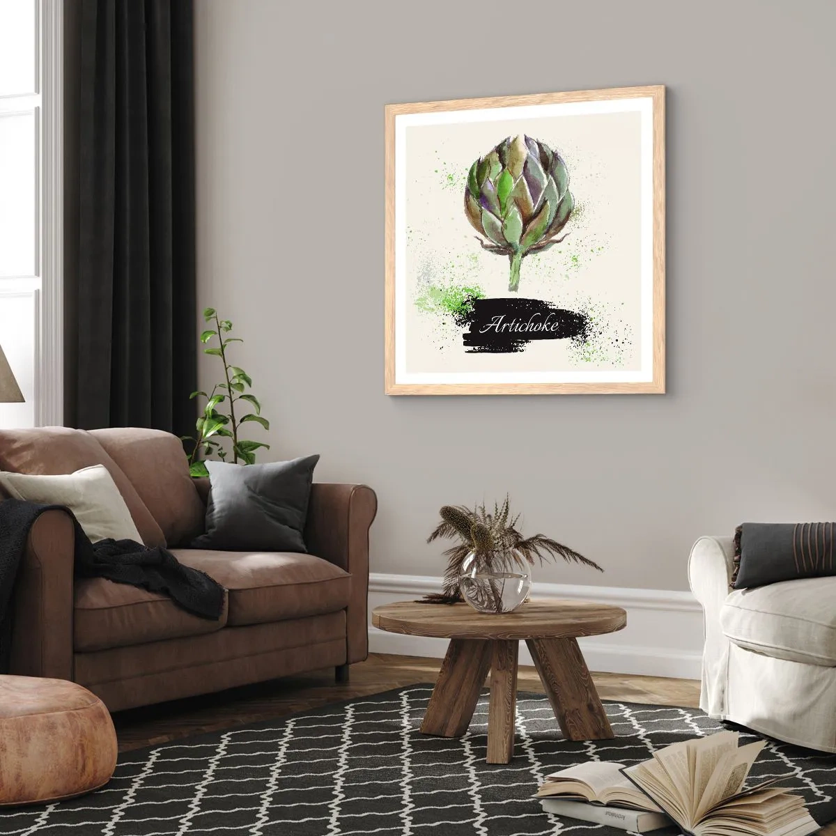 Poszter világos tölgy keretben - Eviva zöldségek! - 40x40 cm