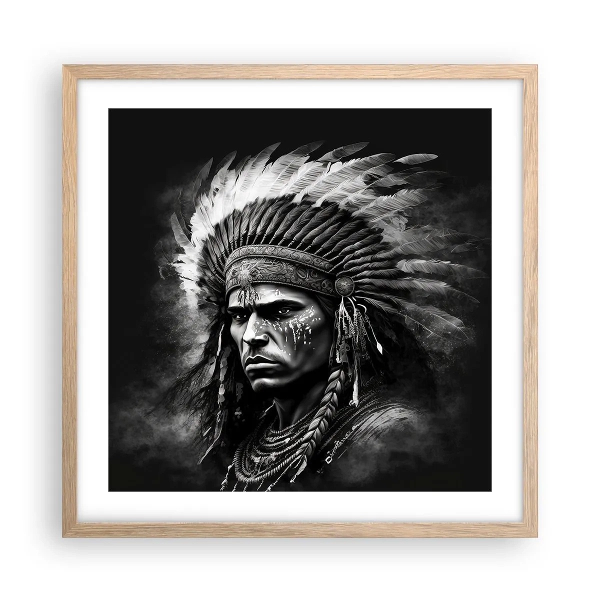 Poszter világos tölgy keretben - Vezér és harcos - 50x50 cm