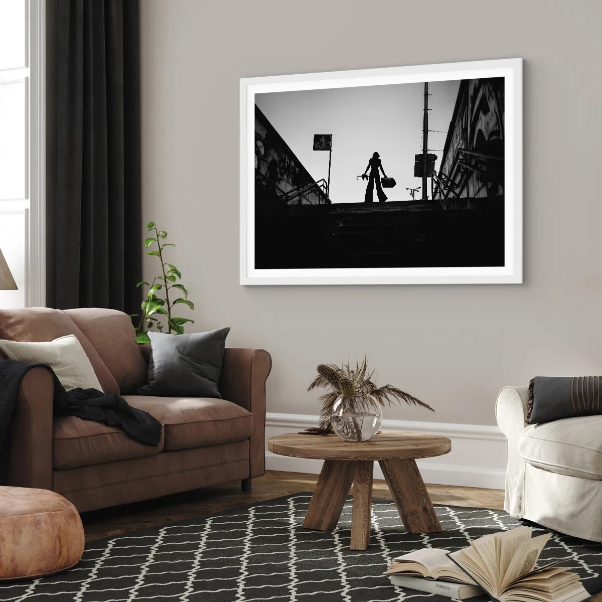 Poszter fekete keretben - Városi vándorlás - 100x70 cm