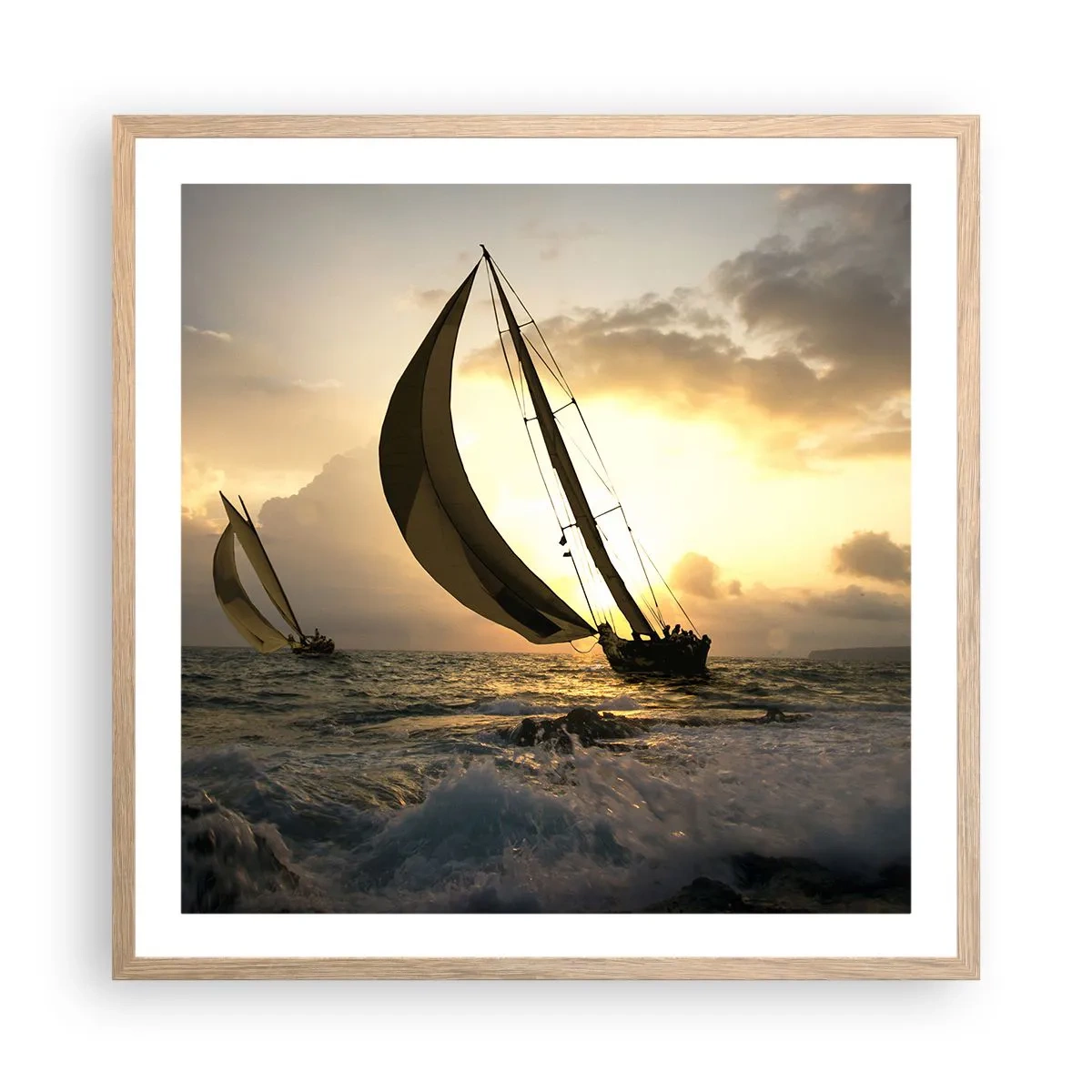 Poszter világos tölgy keretben - Széllel és széllel szemben - 60x60 cm