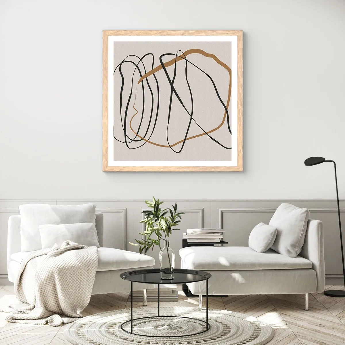 Poszter világos tölgy keretben - Kompozíció - birtokló tánc - 40x40 cm