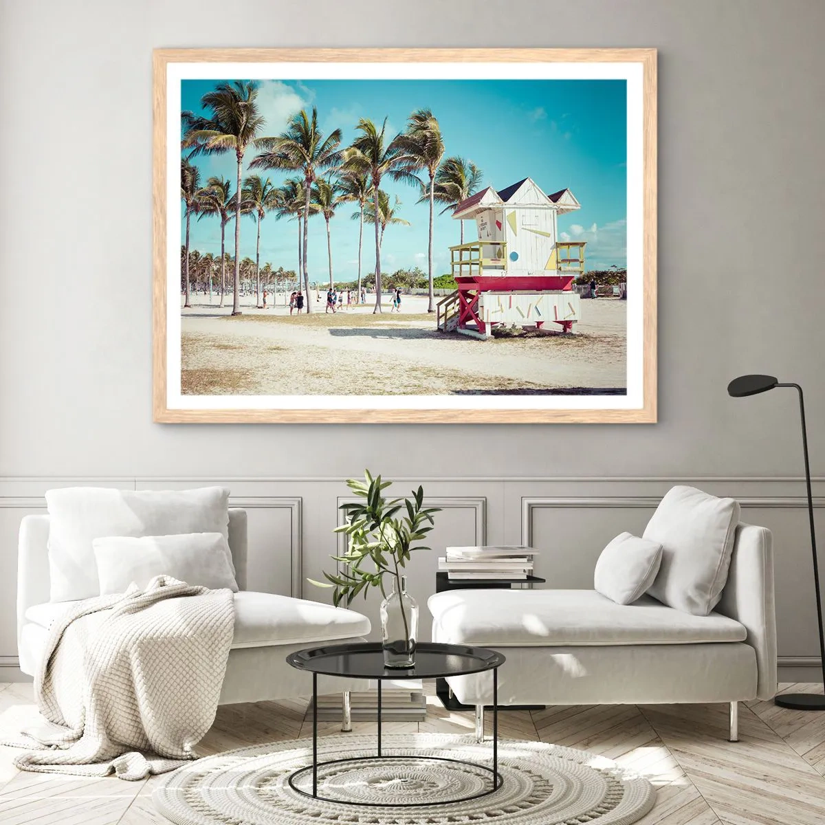 Poszter világos tölgy keretben - Gyönyörű nap vár rád - 40x30 cm