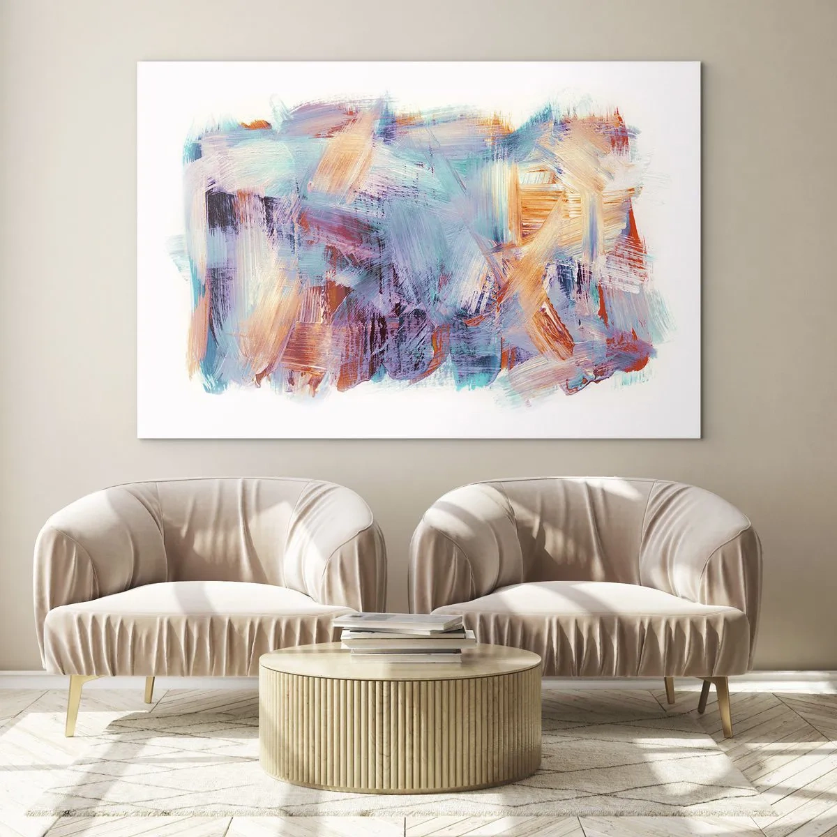 Üveg kép - Színes ecsetvonások pasztell absztrakcióban - 70x50cm - Színes rendetlenség - Modern fali dekoráció nappalihoz és hálószobához ARTTOR