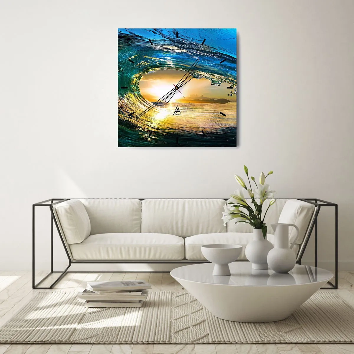 Falióra, Óra - Smaragd-arany kristályban - 40x40 cm