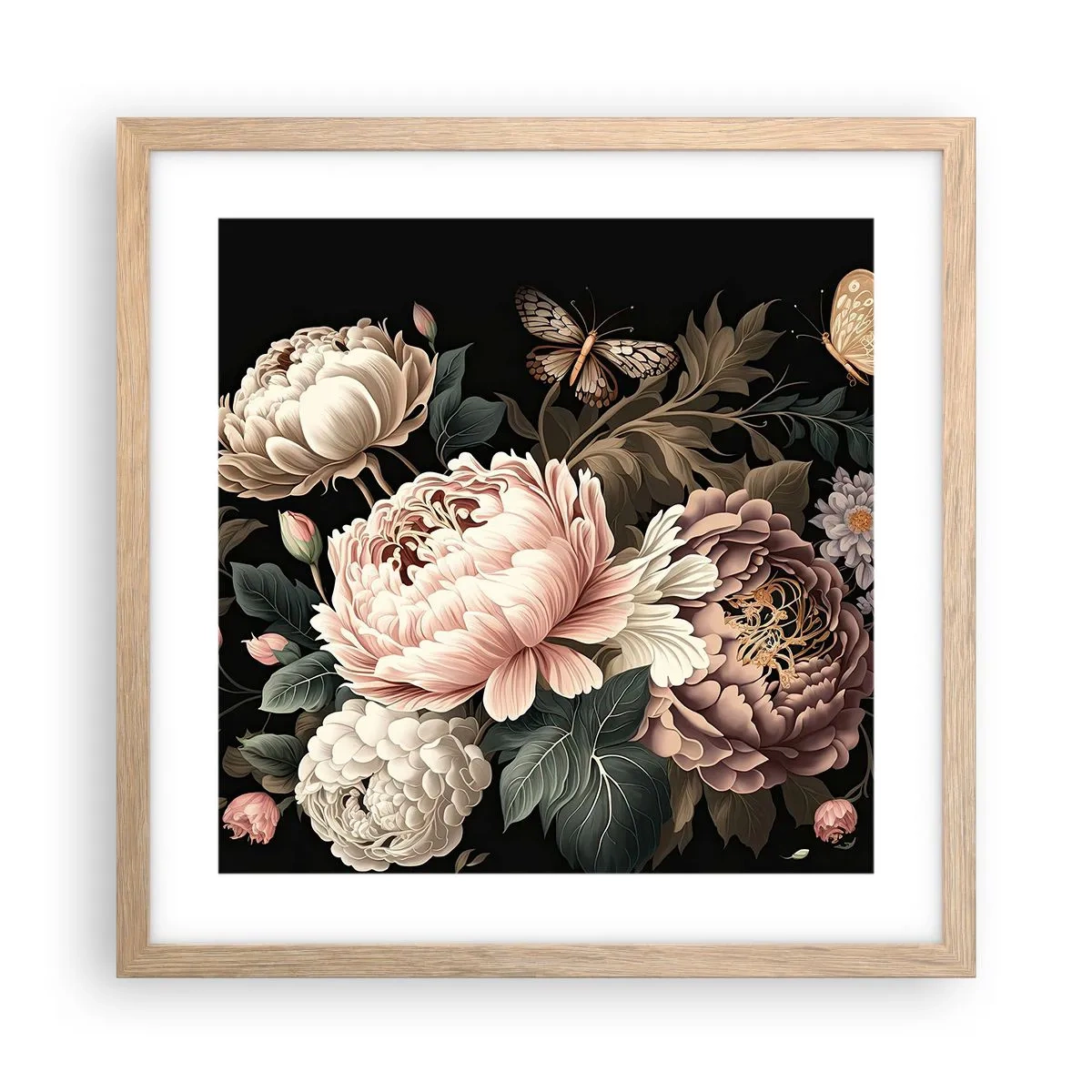 Poszter világos tölgy keretben - Barokk stílusban - 40x40 cm