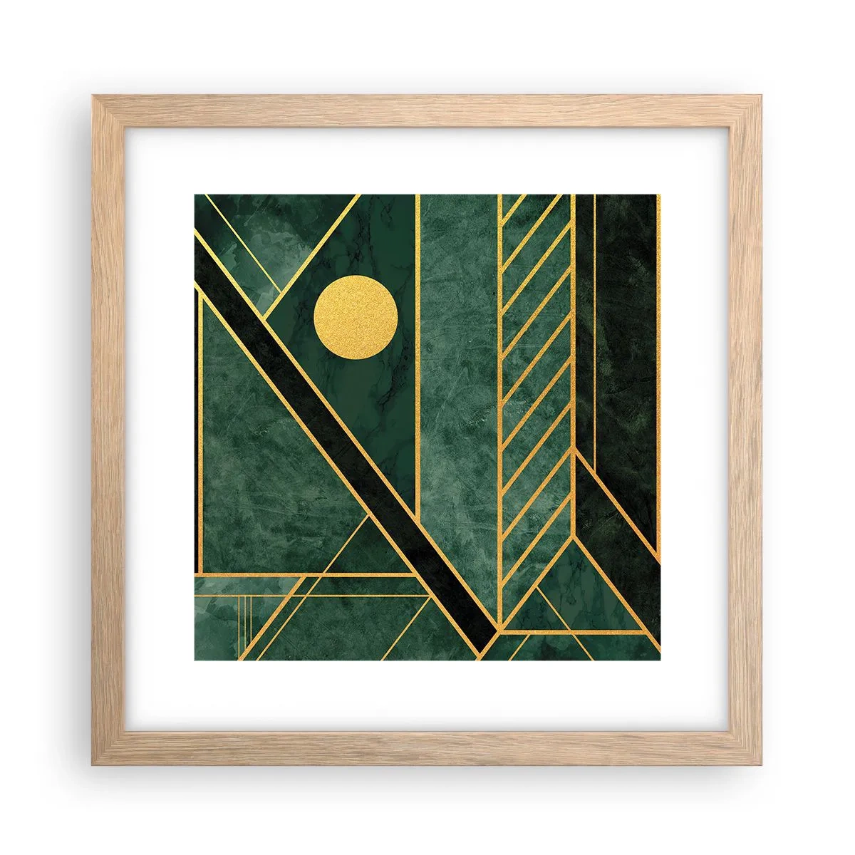 Poszter világos tölgy keretben - Az arany és azúrkék dinamikája - 30x30 cm