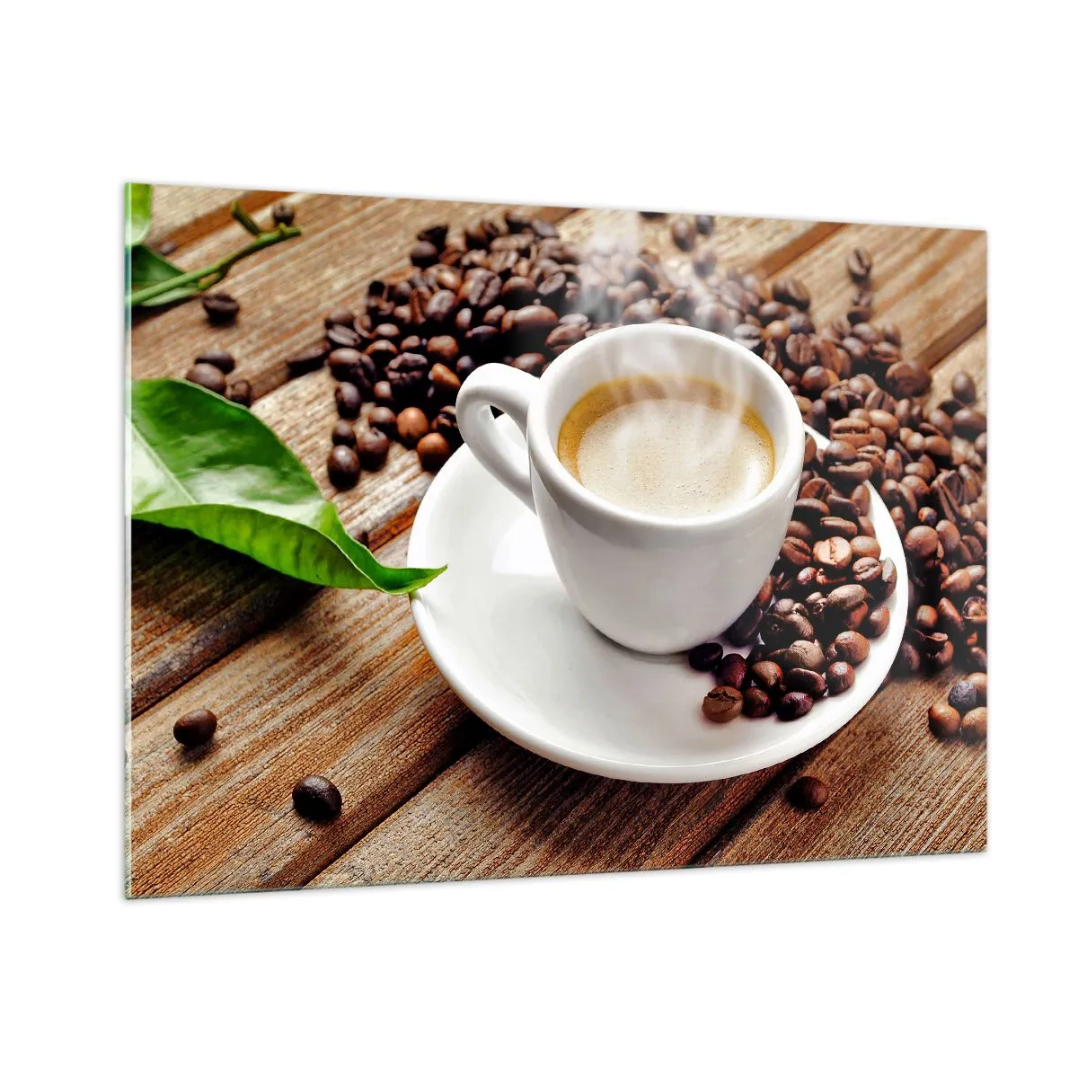 Üveg kép - Kávé az asztalon - 100x70 cm