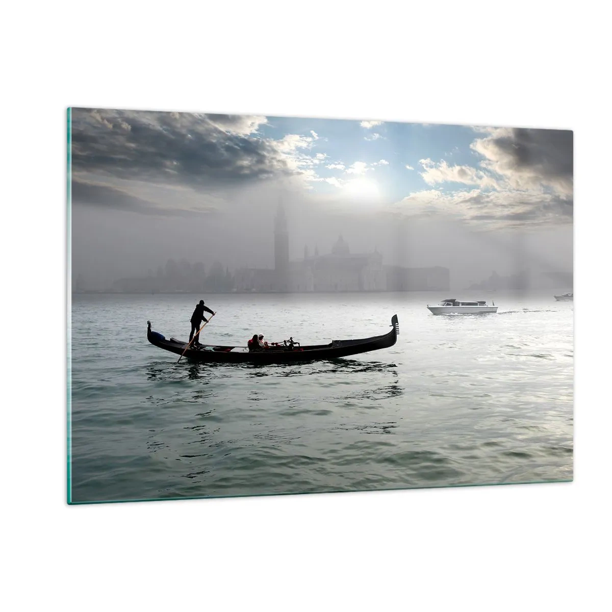 Üveg kép - Egy mesés város vízből és ködből - 120x80 cm
