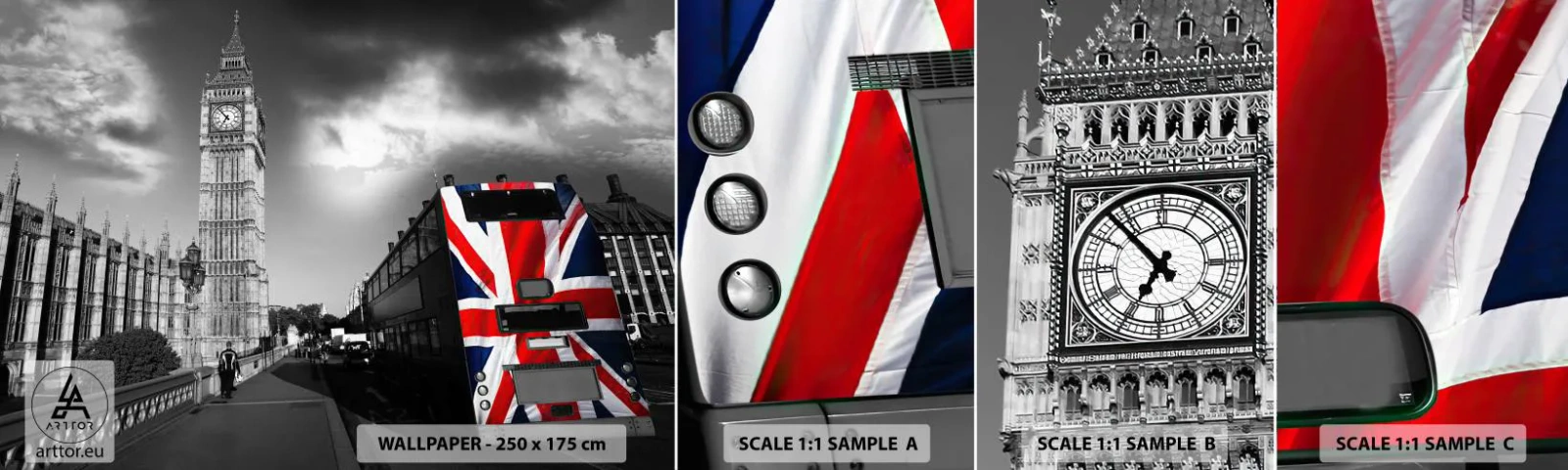 Fotótapéta Minta Öntapadós Deluxe Sticker - Büszke és nagy - Város, London, Londoni busz - 100x30 cm